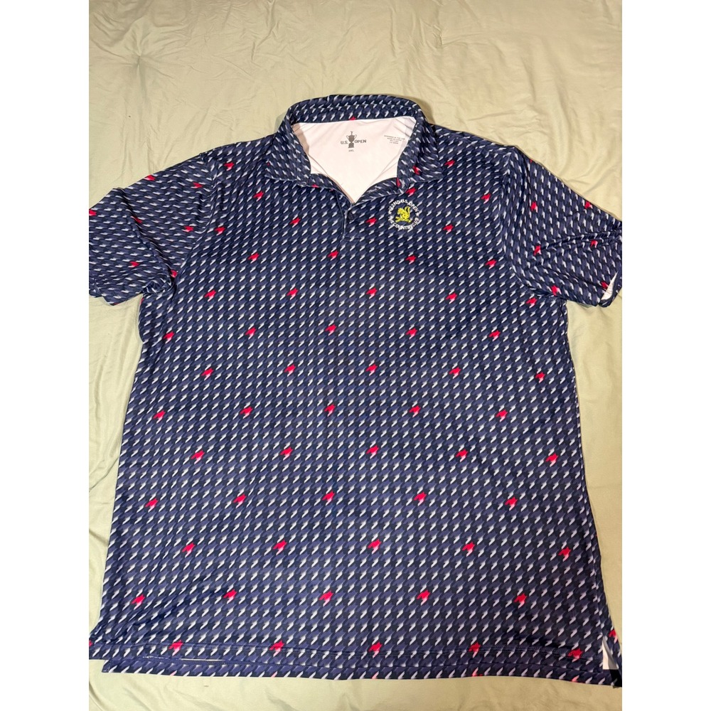 US Open 122nd The Country Club Brookline Golf Polo Shirt Navy Red Mens 3XL